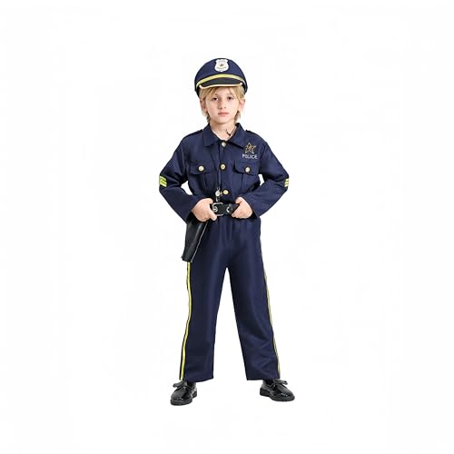 Proumhang Polizei Kostüm Cop Set für Kinder Jungen Polizei Thematische Ereignisse Dress Up Kostüm Kinder-Polizist Fancy Dress Welttag des Buches Kostüm L(10~12 Jahre) von Proumhang
