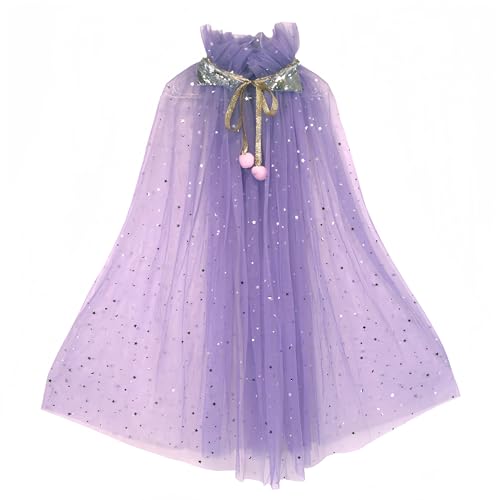 Proumhang Prinzessin Cape für Mädchen,Bunte Prinzessin Umhang,Sparkling Pailletten Tüll Prinzessin Fancy Dress,Halloween Karneval Geburtstag Thema Umhang für 3-8 Jahre alte Mädchen Lila L von Proumhang