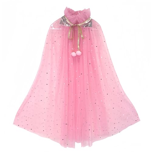 Proumhang Prinzessin Cape für Mädchen,Bunte Prinzessin Umhang,Sparkling Pailletten Tüll Prinzessin Fancy Dress,Halloween Karneval Geburtstag Thema Umhang für 3-8 Jahre alte Mädchen Rosa M von Proumhang