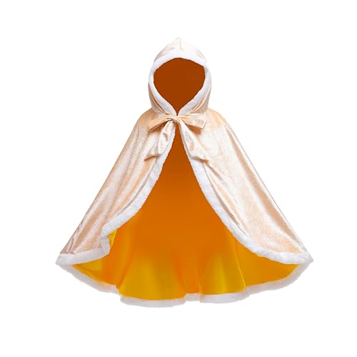 Proumhang Prinzessinnen Umhang Prinzessinnen Cape Prinzessin Kostüm Umhang Kinder Mädchen Prinzessin Umhang mit Kapuze Golden 140 für 6-7 Jahre von Proumhang