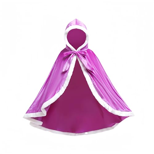 Proumhang Prinzessinnen Umhang Mit Kapuze - Prinzessin Kostüm Cape für Kinder Mädchen - Lila 140 für 6-7 Jahre von Proumhang