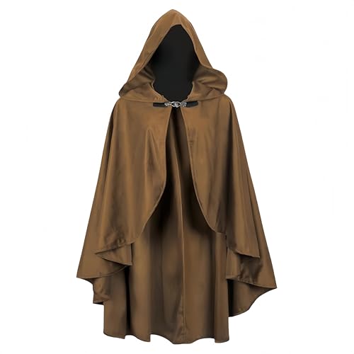 Proumhang Renaissance Kapuze mit Umhang für Erwachsene - Mittelalterlicher Viktorianischer Capelet Schal,Perfekt für Halloween-Kostüme & Accessoires,Länge: 100cm Braun von Proumhang