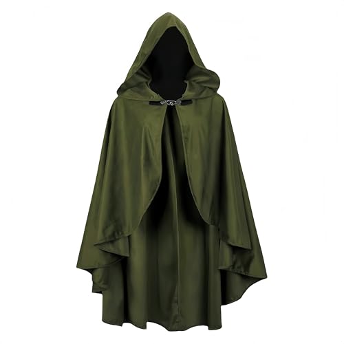 Proumhang Renaissance Kapuze mit Umhang für Erwachsene - Mittelalterlicher Viktorianischer Capelet Schal,Perfekt für Halloween-Kostüme & Accessoires,Länge: 100cm Grün von Proumhang