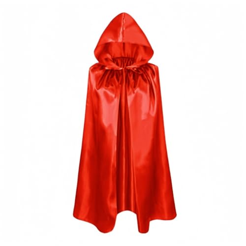 Proumhang Rot Kapuzen Umhang Kinder Kapuzen Mantel Robe Cloak Hexen Umhang Vampire Umhang Teufels Mantel Sensenmann Umhang für Jungen Mädchen Halloween Maskerade Weihnachten Cosplay 80cm von Proumhang