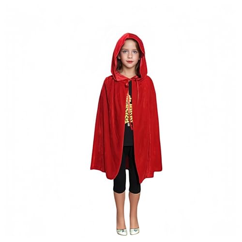 Proumhang Rot Umhang mit Kapuze SAMT für Kinder Halloween Kostüm Vampir Tod von Proumhang