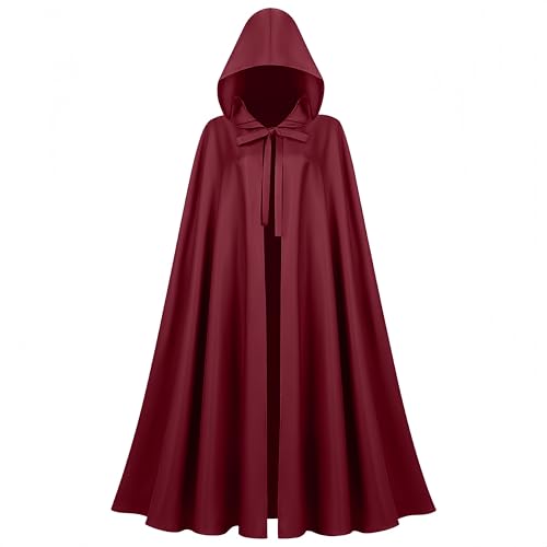Proumhang Rot Vintage Halloween Umhang - Renaissance Kapuzenmantel mit Ärmeln, Mittelalterlicher Umhang,Gothic Cosplay-Accessoire, Hexen- und Zaubererkostüm für Erwachsene,130cm Proumhang Rot Vintage Halloween Umhang - Renaissance Kapuzenmantel mit Ärmeln, Mittelalterlicher Umhang,Gothic Cosplay-Accessoire, Hexen- und Zaubererkostüm für Erwachsene,130cm von Proumhang