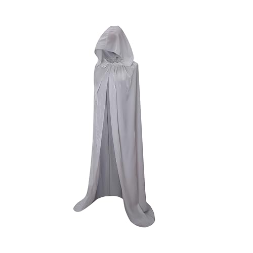 Proumhang Samtmantel mit Kapuze für Kinder Maxi Umhang Zauberer Vampir Umhang Halloween Weihnachten Karneval Fancy Cape Grau 110cm von Proumhang