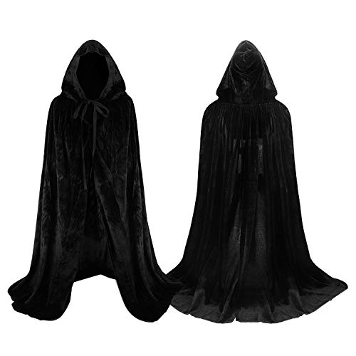Proumhang Schwarz Umhang mit Kapuze SAMT für Kinder Halloween Kostüm Vampir Tod von Proumhang