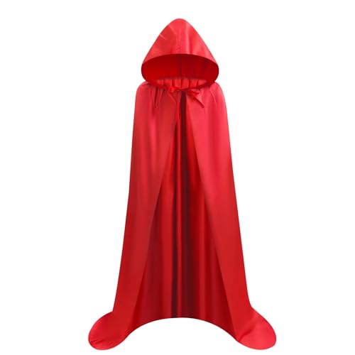 Proumhang Roter Umhang mit Kapuze Darth Vader Umhang Mittelalter Umhang Cape Mantel Satin Karneval Halloween Weihnachten Kostüm Erwachsene von Proumhang