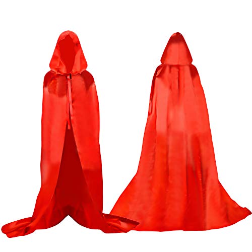 Proumhang Roter Umhang mit Kapuze Darth Vader Umhang Mittelalter Umhang Cape Mantel Satin Karneval Halloween Weihnachten Kostüm Erwachsene von Proumhang