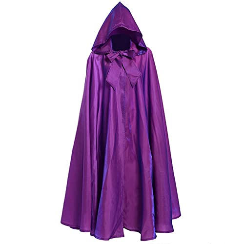 Proumhang Unisex Halloween Kapuzen Mantel Umhang Sensenmann Vampir Langer Umhang Robe Weihnachten Masquerade Karneval Hexe Cosplay Zubehör Fancy Dress Kostüme für Erwachsene Kinder(L,Lila) von Proumhang