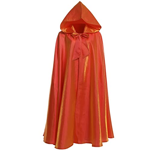 Proumhang Unisex Halloween Kapuzen Mantel Umhang Sensenmann Vampir Langer Umhang Robe Weihnachten Masquerade Karneval Hexe Cosplay Zubehör Fancy Dress Kostüme für Erwachsene Kinder(S,Orange) von Proumhang