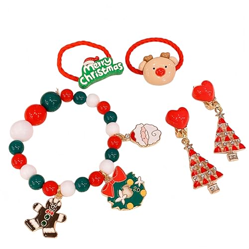 Proumhang Weihnachts-Armband und Ohrring-Set, Lustiges Festtags-Armband, Handgemachter Schmuck für Frauen, Kinder & Jugendliche, Feiertage,Stil 1 Proumhang Weihnachts-Armband und Ohrring-Set, Lustiges Festtags-Armband, Handgemachter Schmuck für Frauen, Kinder & Jugendliche, Feiertage,Stil 1 von Proumhang