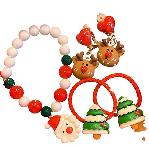 Proumhang Weihnachts-Armband und Ohrring-Set, Lustiges Festtags-Armband, Handgemachter Schmuck für Frauen, Kinder & Jugendliche, Feiertage,Stil 2 Proumhang Weihnachts-Armband und Ohrring-Set, Lustiges Festtags-Armband, Handgemachter Schmuck für Frauen, Kinder & Jugendliche, Feiertage,Stil 2 von Proumhang