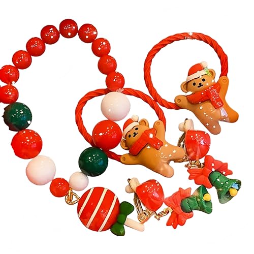 Proumhang Weihnachts-Armband und Ohrring-Set, Lustiges Festtags-Armband, Handgemachter Schmuck für Frauen, Kinder & Jugendliche, Feiertage,Stil 3 Proumhang Weihnachts-Armband und Ohrring-Set, Lustiges Festtags-Armband, Handgemachter Schmuck für Frauen, Kinder & Jugendliche, Feiertage,Stil 3 von Proumhang