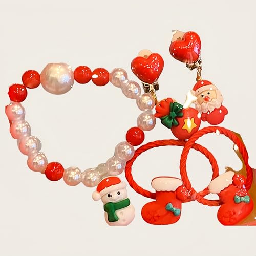 Proumhang Weihnachts-Armband und Ohrring-Set, Lustiges Festtags-Armband, Handgemachter Schmuck für Frauen, Kinder & Jugendliche, Feiertage,Stil 5 Proumhang Weihnachts-Armband und Ohrring-Set, Lustiges Festtags-Armband, Handgemachter Schmuck für Frauen, Kinder & Jugendliche, Feiertage,Stil 5 von Proumhang