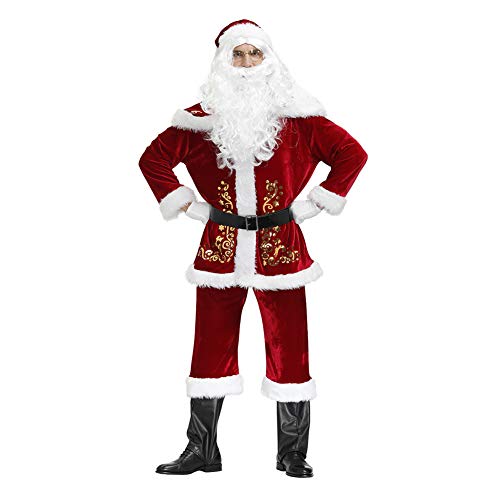 Proumhang Weihnachtsmann Kostüm Nikolaus Kostüm 9 Zubehörteile (ohne Beutel)-XXXXL(190-195cm) von Proumhang
