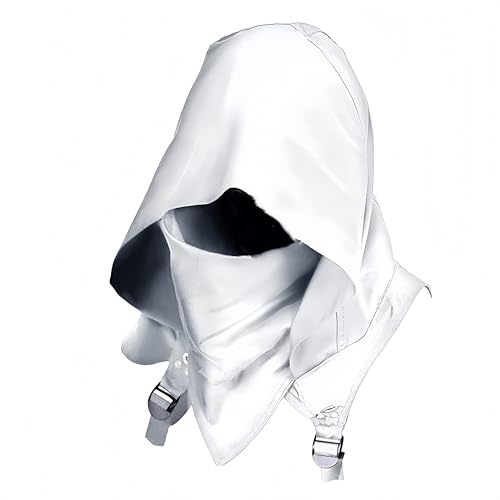 Proumhang Weiß Cyberpunk Mittelalter Umhang Hut - Halloween Cosplay Kapuzenmantel für Rollenspiel (Unisex), Einheitsgröße von Proumhang