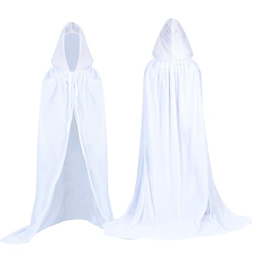 Proumhang Umhang mit Kapuze Lange SAMT Cape Vampir Kostüm Halloween Weihnachten Erwachsener Unisex X-Large, Weiß von Proumhang