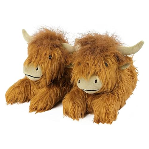Highland Cow Slippers, Highland Kuh Hausschuhe, Hausschuhe Für Hochlandrinder,Hochlandrind Kuscheltiere, Kuhpuppe Hochlandkuh Plüschtiere, Highland Kuh Geschenke Für Kinder von Proypiax
