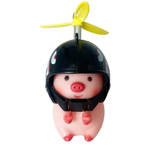 Mini Schweinchen Puppe Fahrrad Dekorativ Glücksschweinchen Mit Helm Figuren Motorrad Dekoration Tier Anhänger Motorrad-Lenker Verzierung Schwein Propeller Karikatur von Proypiax