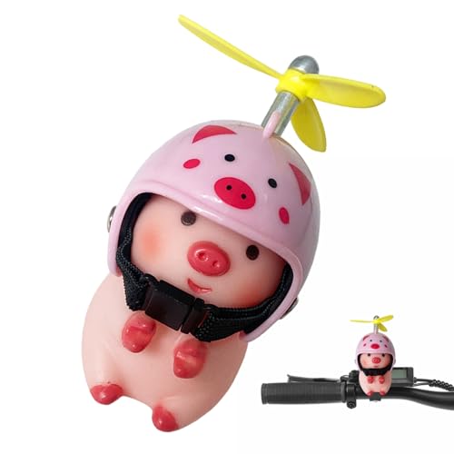 Mini Schweinchen Puppe Fahrrad Dekorativ Glücksschweinchen Mit Helm Figuren Motorrad Dekoration Tier Anhänger Motorrad-Lenker Verzierung Schwein Propeller Karikatur von Proypiax