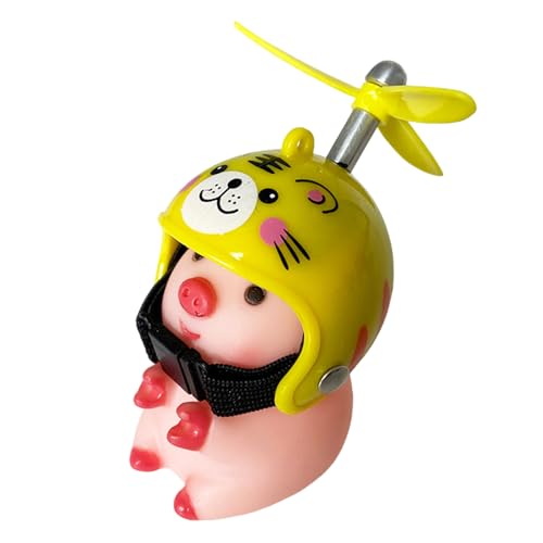 Mini Schweinchen Puppe Fahrrad Dekorativ Glücksschweinchen Mit Helm Figuren Motorrad Dekoration Tier Anhänger Motorrad-Lenker Verzierung Schwein Propeller Karikatur von Proypiax