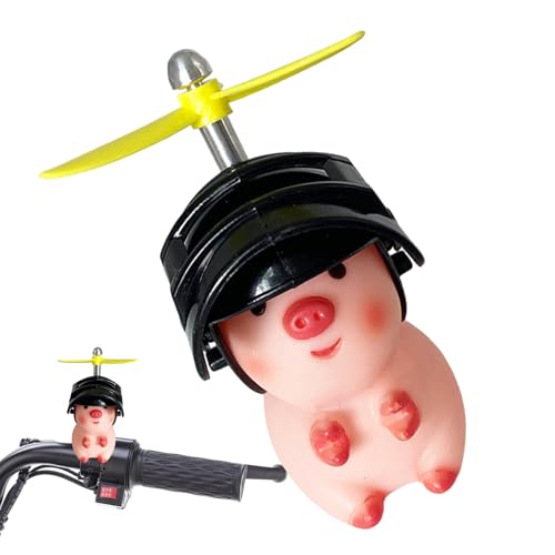 Mini Schweinchen Puppe Fahrrad Dekorativ Glücksschweinchen Mit Helm Figuren Motorrad Dekoration Tier Anhänger Motorrad-Lenker Verzierung Schwein Propeller Karikatur von Proypiax