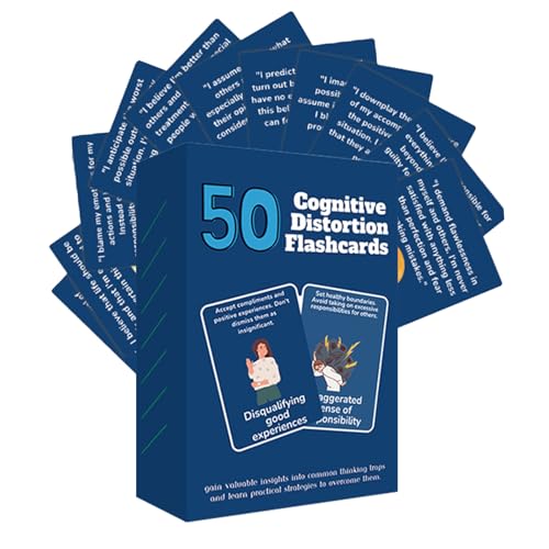 Proypiax DBT Karten - Kognitive Verzerrungen DBT Affirmationen Karte,50 Blatt Emotionsregulation Affirmations Lernkarten Für Jugendliche Erwachsene Frauen Männer Kinder von Proypiax