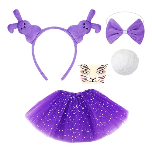 Proypiax Halloween Bunny Kostüm Set, Hasenkleid Set | Buntes Halloween -Outfit -Set - Lustige Cosplay -Accessoires, entzückende Partys Lieferungen für Frauen, Mädchen von Proypiax