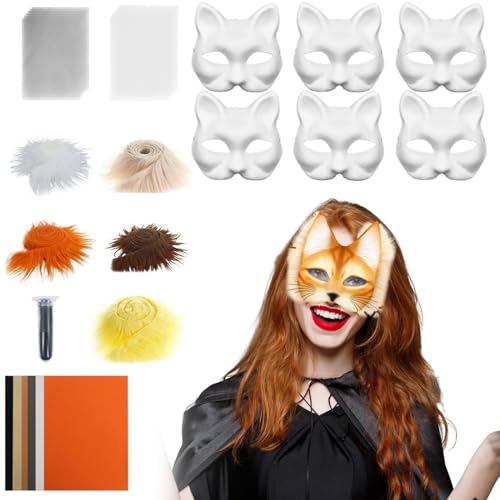 Proypiax Leere Katzenmaske | Masken Bastelset - Kunsthandwerk Mit Mesh Und Filz Kostümzubehör Set Für Maskenball Cosplay Partys Proypiax Leere Katzenmaske | Masken Bastelset - Kunsthandwerk Mit Mesh Und Filz Kostümzubehör Set Für Maskenball Cosplay Partys von Proypiax