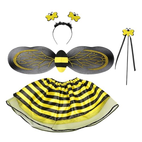 Proypiax Mädchen Bienenrock | Fancy Outfit mit Wings Stirnband - Halloween Accessoires, Cartoon -Kostüm -Set für Kinder Girls Proypiax Mädchen Bienenrock | Fancy Outfit mit Wings Stirnband - Halloween Accessoires, Cartoon -Kostüm -Set für Kinder Girls von Proypiax