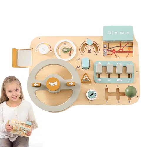 Proypiax Spielzeuglenkrad, Kleinkindlenkplattenspielzeug,Holzfahrer -Simulator -Board | Holzkindlenkrad -Aktivitätsbrett, das Spielzeug für und Mädchen Spielen, Spielen Spielzeug für und Mädchen von Proypiax