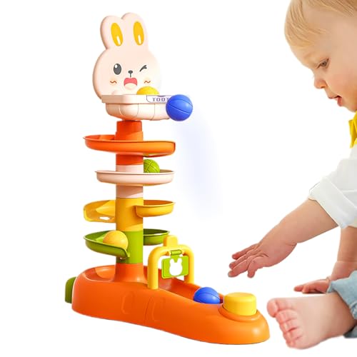 Proypiax Stapelturmspielzeug, Ball Drop and Roll Tower - Tower Ball Drop Baby Development Toy Basketballspiel,Hasenform Rolling Track Towers, Stapelspiele für die Hand-Augen-Koordination stapeln von Proypiax