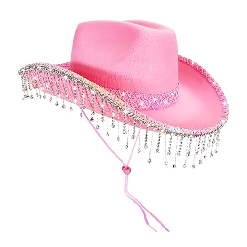 Proypiax Western Cowboy Hat,Glitzer Cowgirl Hut | Modischer Glitzer Countrystyle-Kopfbedeckung mit Strass-Quaste für Musikfestivals und Partys Proypiax Western Cowboy Hat,Glitzer Cowgirl Hut | Modischer Glitzer Countrystyle-Kopfbedeckung mit Strass-Quaste für Musikfestivals und Partys von Proypiax