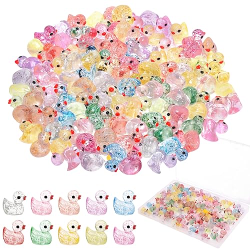 120 Stück Mini-Enten aus Kunstharz, Glitzer-Enten, kleine Gummienten zum Verstecken kleiner Enten für Puppenhaus, Mikrogarten, Landschaft, Aquarium, Dekorationen, Partygeschenke, Füllstoffe von Prudiut