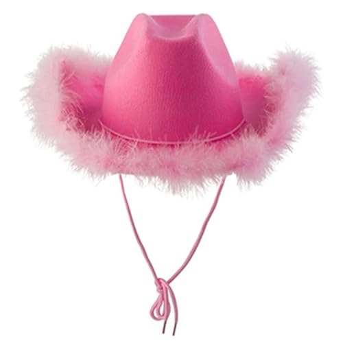 Cowgirl- aus Filz für Damen mit Federrand – Partyzubehör, Cosplay, Cowgirl- für Damen, mit weichem Rand von Pruojhw