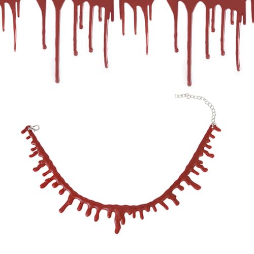 Pruojhw 6 Stück Bluthalskette, tropfend, für Halloween, , Blut, Halskette, Vampir-Kostüm, Halloween- von Pruojhw