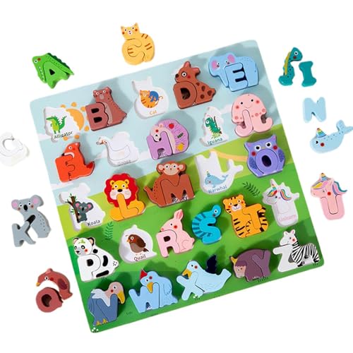 Pruojhw Assoziationsspiel mit Alphabet-Puzzles der Tiere aus Holz, Tierpuzzles mit Buchstaben – Puzzles für Buchstabenspiel, Lernspielzeug der Buchstaben des Alphabets, Pruojhw Assoziationsspiel mit Alphabet-Puzzles der Tiere aus Holz, Tierpuzzles mit Buchstaben – Puzzles für Buchstabenspiel, Lernspielzeug der Buchstaben des Alphabets, von Pruojhw