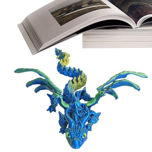 Pruojhw Dragon Fidget Spielzeug, Gelenkdrache, bedruckt, 33 cm (13 Zoll), mit Flügeln, Drachenfigur, bedrucktes Objekt, flexibles Drachenspielzeug für Autodekoration, von Pruojhw