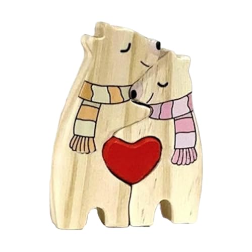 Pruojhw Puzzle für die Familie, Bär aus Holz, Puzzle, Cartoon, niedlich, mit Schal und Herz – Bürozubehör für Weihnachtsdekoration, Tierskulptur Pruojhw Puzzle für die Familie, Bär aus Holz, Puzzle, Cartoon, niedlich, mit Schal und Herz – Bürozubehör für Weihnachtsdekoration, Tierskulptur von Pruojhw
