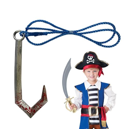 Pruojhw Seilhaken, Piratenkostüm-Haken – realistischer Piratenhaken mit dekorativem Haken aus blauem Seil, Piratenkostüm-Zubehör, lebendiges Anziehspielzeug Pruojhw Seilhaken, Piratenkostüm-Haken – realistischer Piratenhaken mit dekorativem Haken aus blauem Seil, Piratenkostüm-Zubehör, lebendiges Anziehspielzeug von Pruojhw