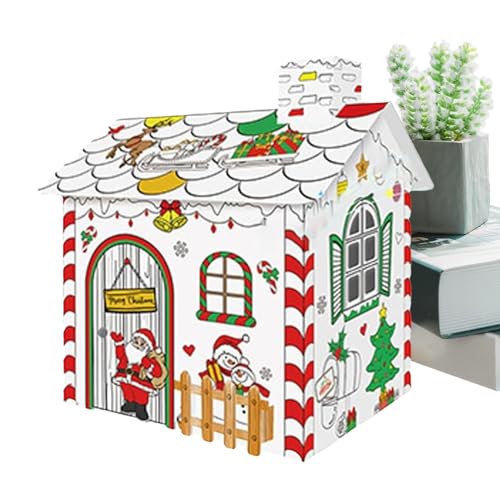 Pruojhw Weihnachtshaus aus Pappe, Weihnachtshaus aus Karton | Handbemalte Basteldekoration | Karton-Malhaus für Kinder, Spielzeug zum Malen Pruojhw Weihnachtshaus aus Pappe, Weihnachtshaus aus Karton | Handbemalte Basteldekoration | Karton-Malhaus für Kinder, Spielzeug zum Malen von Pruojhw