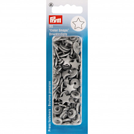 Prym Color Snaps Druckknöpfe Kunststoff Stern Silbergrau - 30 Stk von Prym