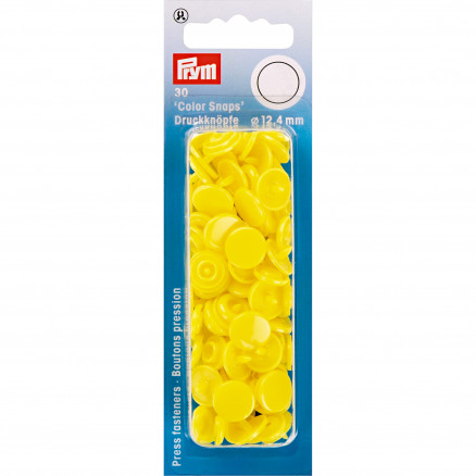 Prym Color Snaps Druckknöpfe Kunststoff Rund Kräftig Gelb 12,4mm - 30 Stk von Prym