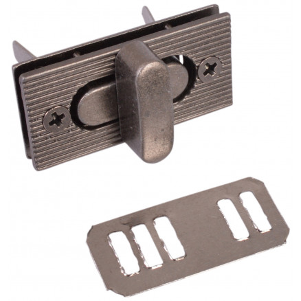 Prym Drehverschluss / Taschenverschluss Zink Antik Silber 35x17mm - 1 Stk von Prym
