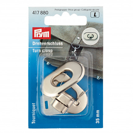 Prym Drehververschluss/Taschenverschluss Soft Stahl Silber 35x20mm - 1 Stk von Prym