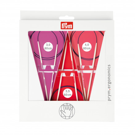 Prym Ergonomic Rundstricknadeln Set Kunststoff 80cm 3,0-4,0mm - 3 Größen von Prym