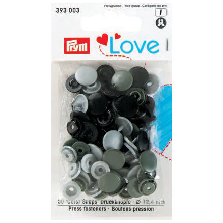 Prym Color Snaps Druckknöpfe Kunststoff Rund 12,4mm versch. Grau - 30 Stk von Prym