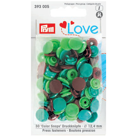 Prym Color Snaps Druckknöpfe Kunststoff Rund 12,4mm versch. Grün/Braun - 30 Stk von Prym